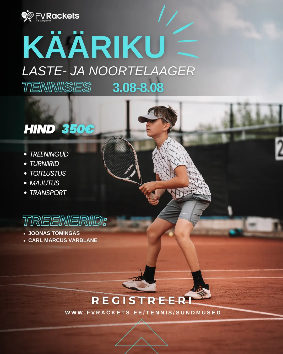 Tenniselaager lastele ja noortele Käärikul augustis 2025